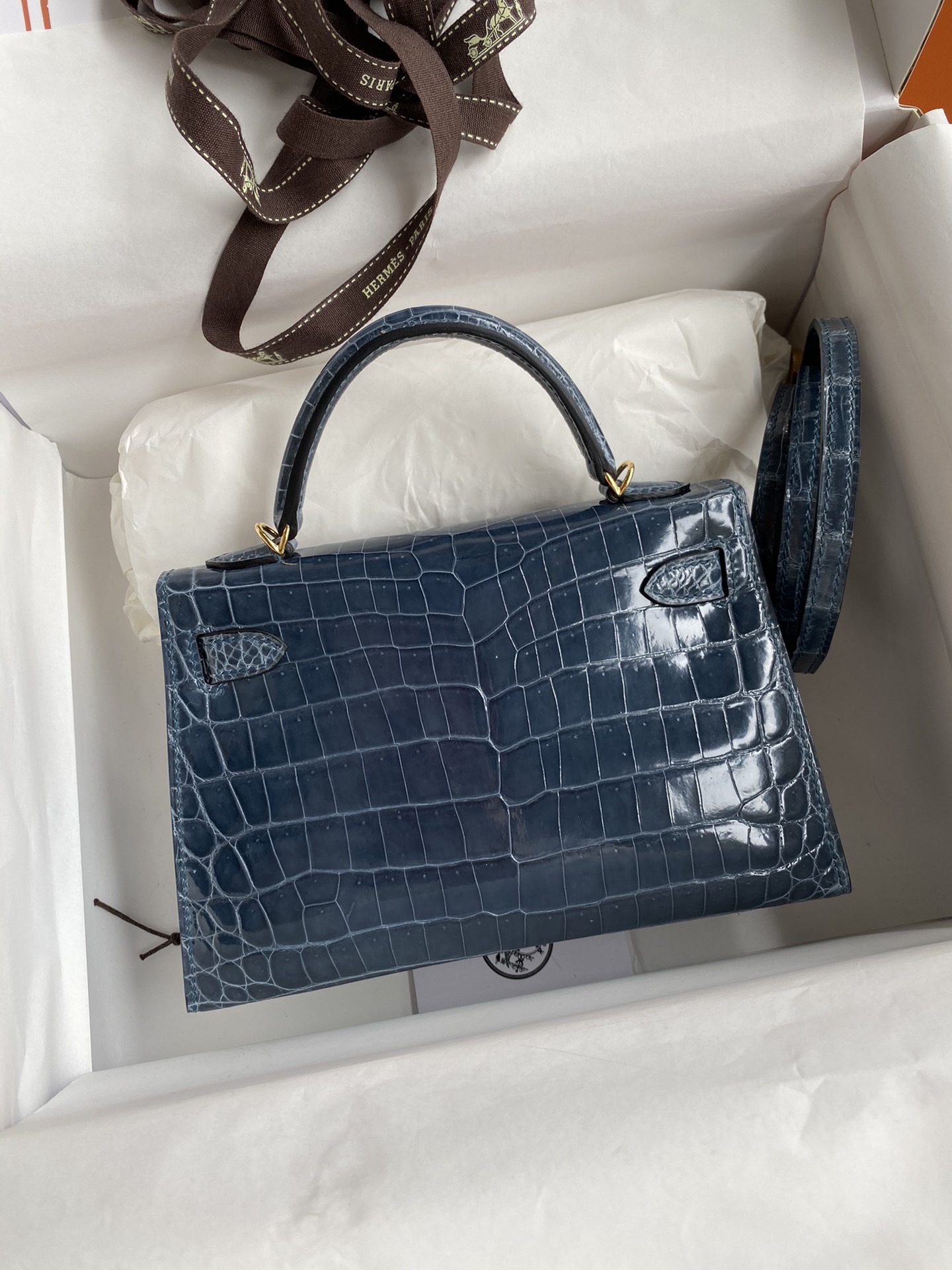 Hermes Kelly Mini II Bag 19CM In Mykonos Shiny Alligator Leather